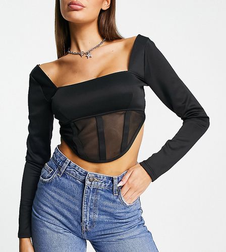 Top a corsetto in rete a maniche lunghe - AsYou - Modalova