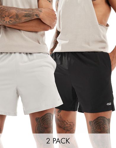Icon 5 - Confezione da 2 pantaloncini da allenamento neri e grigio argento ad asciugatura rapida - ASOS - Modalova