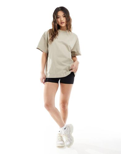 Icon - T-shirt pesante oversize squadrata quick dry color sabbia - ASOS - Modalova