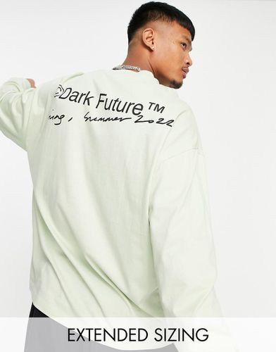 ASOS Dark Future - Maglietta oversize menta a maniche lunghe con logo stampato - ASOS DESIGN - Modalova