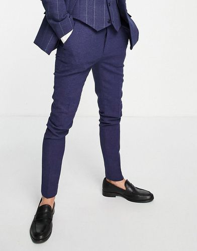 Country Wedding Navy Colour Range - Pantaloni da abito skinny in misto lana con intreccio - ASOS DESIGN - Modalova