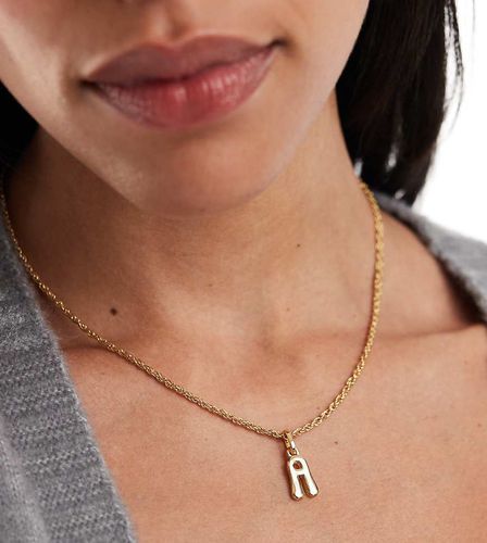 Collana placcata 14 k con iniziale "A" bombata in confezione regalo - ASOS DESIGN - Modalova