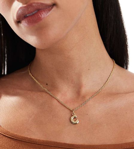 Collana placcata 14 k con iniziale "C" bombata in confezione regalo - ASOS DESIGN - Modalova