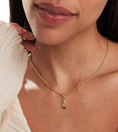 Collana placcata 14 k con iniziale "L" bombata in confezione regalo - ASOS DESIGN - Modalova