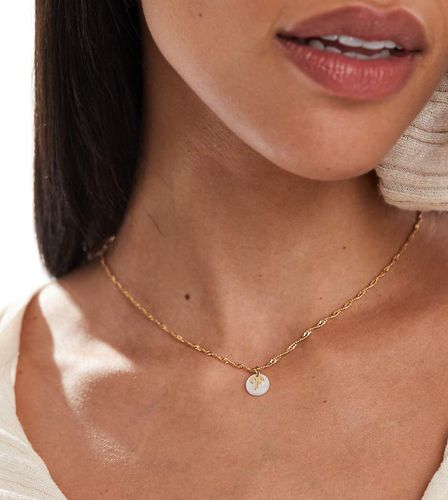 Collana placcata 14 k con segno zodiacale Ariete e perla sintetica a disco in confezione regalo - ASOS DESIGN - Modalova