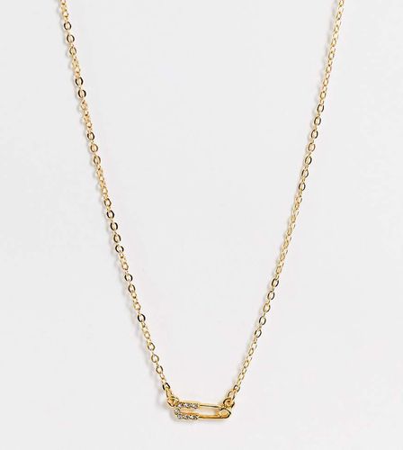 Collana placcata 14k con mini spilla da balia - ASOS DESIGN - Modalova