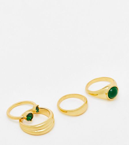 Confezione da 4 anelli dorati placcati 14k con pietre incastonate - ASOS DESIGN - Modalova