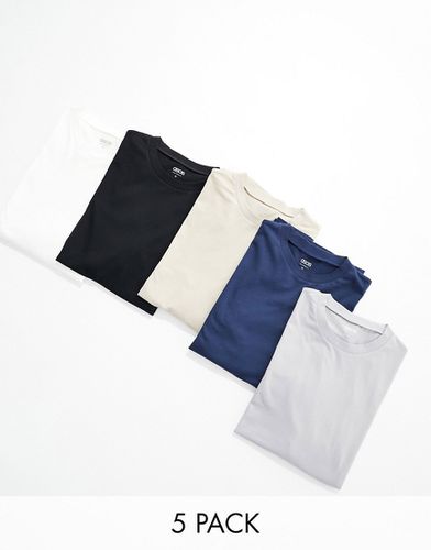 Confezione da 5 T-shirt a maniche lunghe in colorazioni multiple - ASOS DESIGN - Modalova