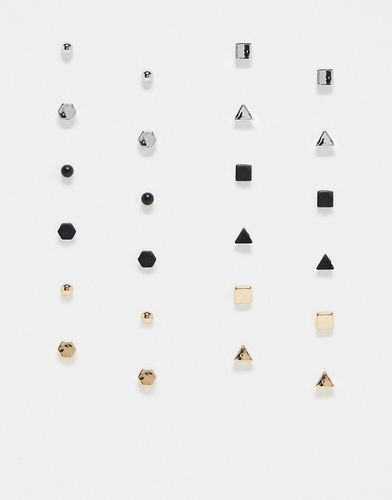 Confezione da 12 paia di orecchini misti con design geometrico - ASOS DESIGN - Modalova