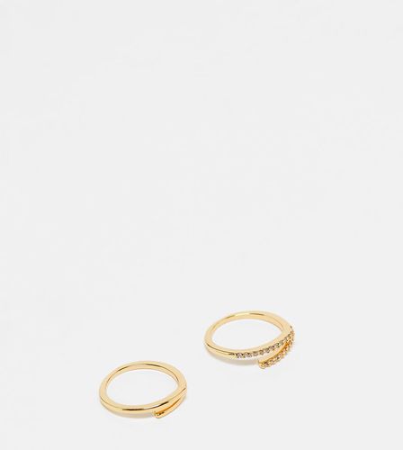 Confezione da 2 anelli dorati con design avvolgente placcati 14 k - ASOS DESIGN - Modalova