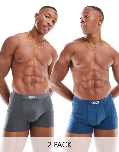 Confezione da 2 paia di boxer aderenti blu e antracite - ASOS DESIGN - Modalova