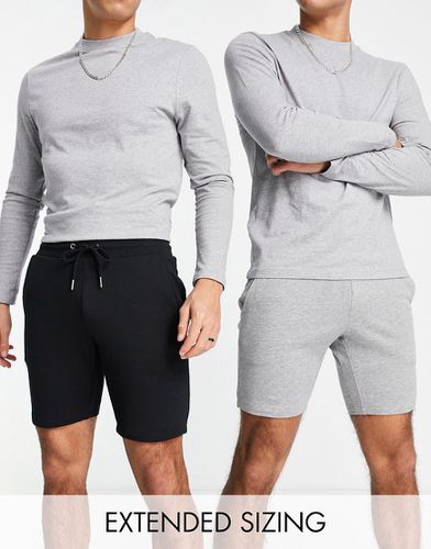 Confezione da 2 paia di pantaloncini skinny in jersey grigio mélange e nero - MULTI - ASOS DESIGN - Modalova