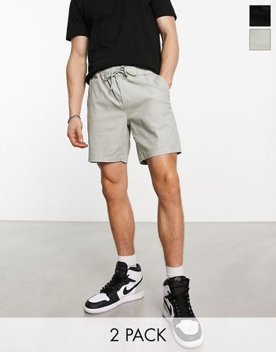 Confezione da 2 pantaloncini chino slim taglio medio grigi e neri - ASOS DESIGN - Modalova