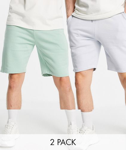 Confezione da 2 pantaloncini slim in jersey tonalità pastello verde/blu - ASOS DESIGN - Modalova
