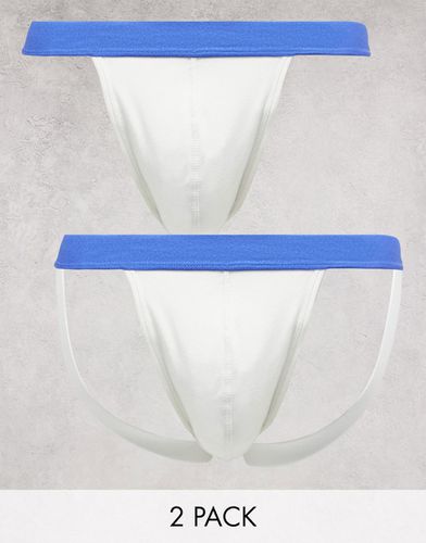 Confezione da 2 sospensori a perizoma bianchi con elastico blu a contrasto - ASOS DESIGN - Modalova