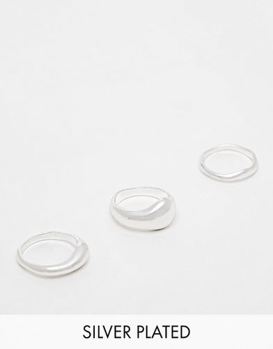 Confezione da 3 anelli placcati con design effetto fuso - ASOS DESIGN - Modalova