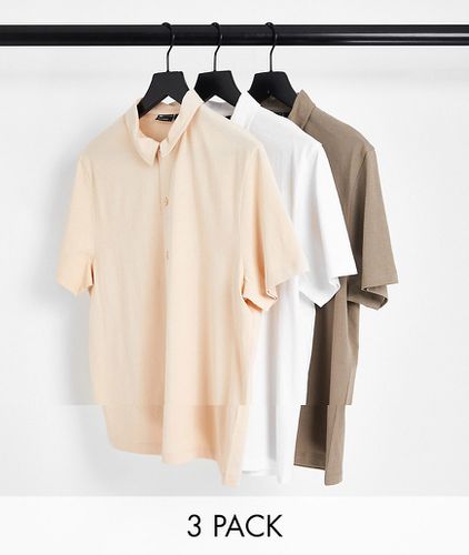 Confezione da 3 camicie in jersey color cuoio, bianca e beige - ASOS DESIGN - Modalova