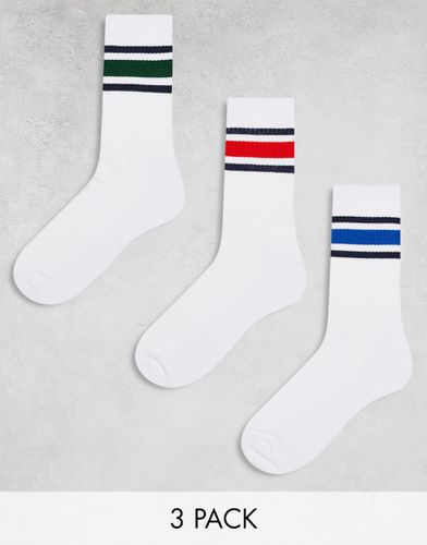 Confezione da 3 paia di calzini bianchi a righe multicolore - ASOS DESIGN - Modalova