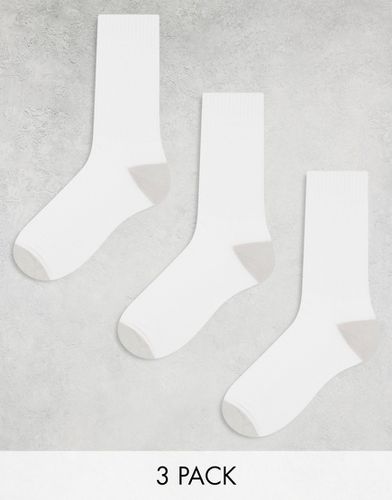 Confezione da 3 paia di calzini sportivi bianchi con tallone e punta grigi - ASOS DESIGN - Modalova