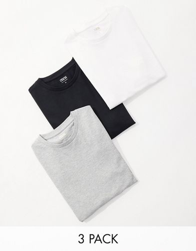 Confezione da 3 T-shirt a maniche lunghe attillate girocollo in colorazioni multiple - ASOS DESIGN - Modalova