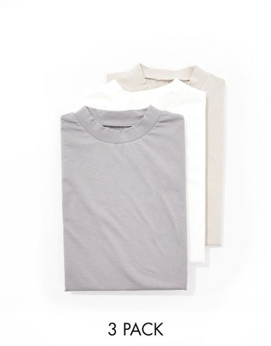 Confezione da 3 T-shirt oversize a collo alto in colorazioni multiple - ASOS DESIGN - Modalova