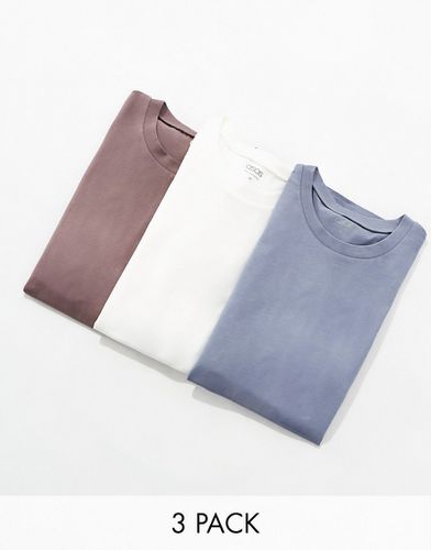 Confezione da 3 T-shirt vestibilità comoda girocollo in colorazioni multiple - ASOS DESIGN - Modalova