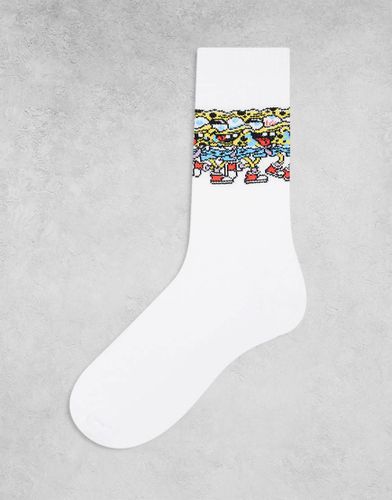 Calzini bianchi con stampa di SpongeBob - ASOS DESIGN - Modalova