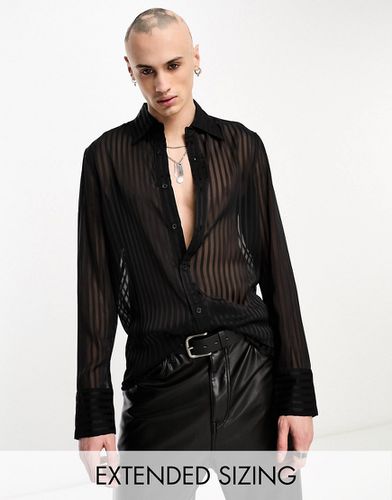 Camicia trasparente nera a righe con colletto stile anni '70 - ASOS DESIGN - Modalova