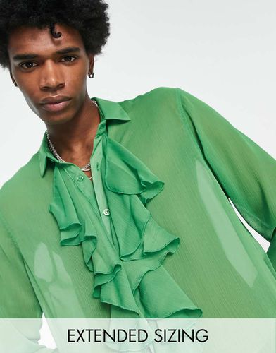 Camicia vestibilità classica trasparente con volant sul davanti - ASOS DESIGN - Modalova