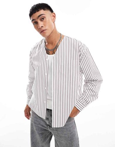 Camicia a maniche lunghe oversize a righe con colletto stile baseball - ASOS DESIGN - Modalova