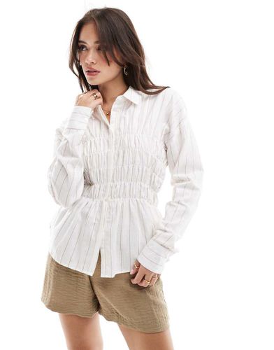 Camicia arricciata in cotone a righe con colletto - ASOS DESIGN - Modalova