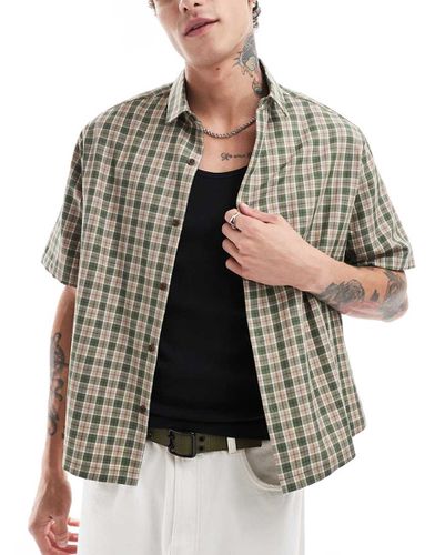 Camicia comoda squadrata a quadri color pietra e oliva - ASOS DESIGN - Modalova