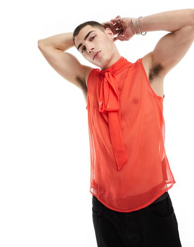 Camicia comoda trasparente rossa senza maniche - ASOS DESIGN - Modalova