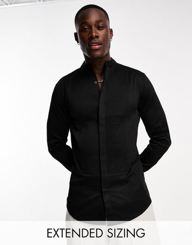 Camicia da abito elegante skinny in rasatello con pettorina - ASOS DESIGN - Modalova