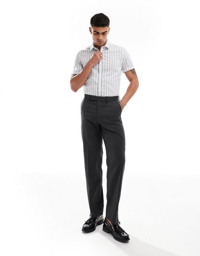 Camicia elasticizzata slim bianca a righe nere con maniche risvoltate - ASOS DESIGN - Modalova