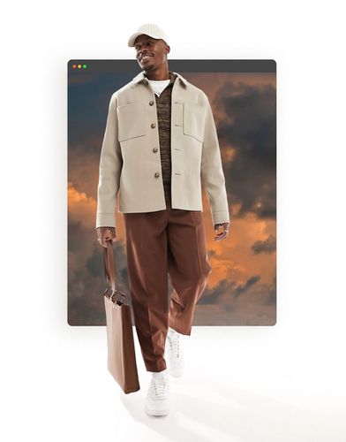 Camicia giacca effetto lana color pietra - ASOS DESIGN - Modalova