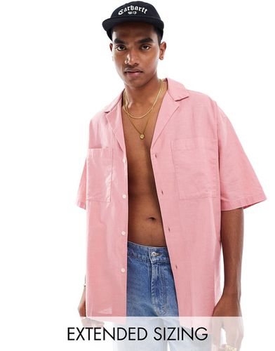 Camicia oversize anni '90 in misto lino con rever pronunciato - ASOS DESIGN - Modalova