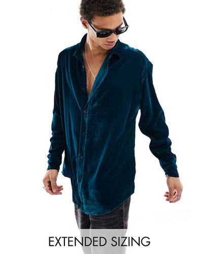 Camicia oversize in velluto stile anni '90 verde azzurro - ASOS DESIGN - Modalova