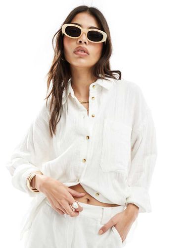 Camicia oversize in mussola bianca - ASOS DESIGN - Modalova