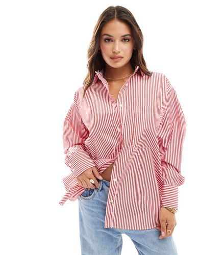 Camicia oversize rossa a righe - ASOS DESIGN - Modalova