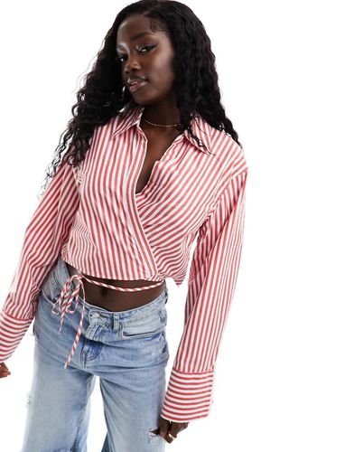 Camicia rossa e bianca a righe avvolgente - ASOS DESIGN - Modalova