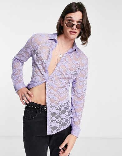 Camicia skinny lilla in pizzo - ASOS DESIGN - Modalova
