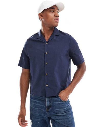 Camicia squadrata a maniche corte con colletto con rever blu navy - ASOS DESIGN - Modalova