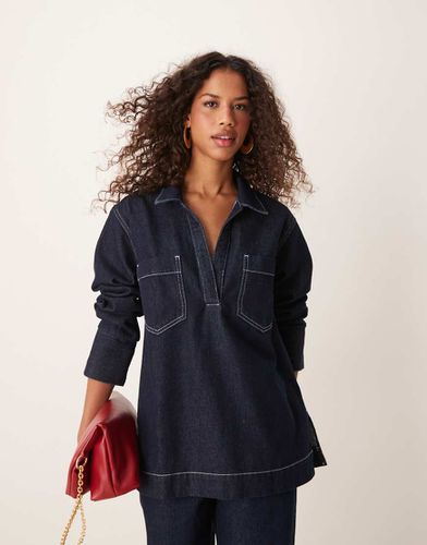 Camicia stile rugby in denim indaco - ASOS DESIGN - Modalova