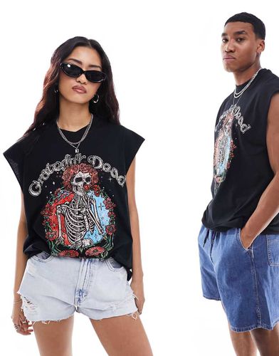 Canotta unisex oversize nera con stampa "Grateful Dead" su licenza - ASOS DESIGN - Modalova