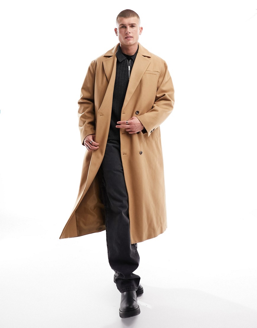 Cappotto comodo in misto lana color cammello - ASOS DESIGN - Modalova