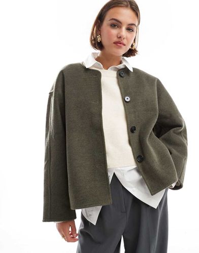 Cappotto elegante grigio antracite senza colletto - ASOS DESIGN - Modalova