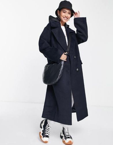 Cappotto ibrido oversize con cappuccio impermeabile blu navy - ASOS DESIGN - Modalova