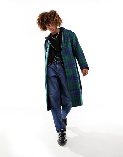 Cappotto oversize a quadri blu e verdi effetto lana - ASOS DESIGN - Modalova