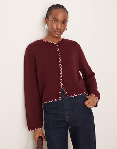 ASOS DESIGN - Cardigan bordeaux con impunture - Miss Selfridge - Modalova